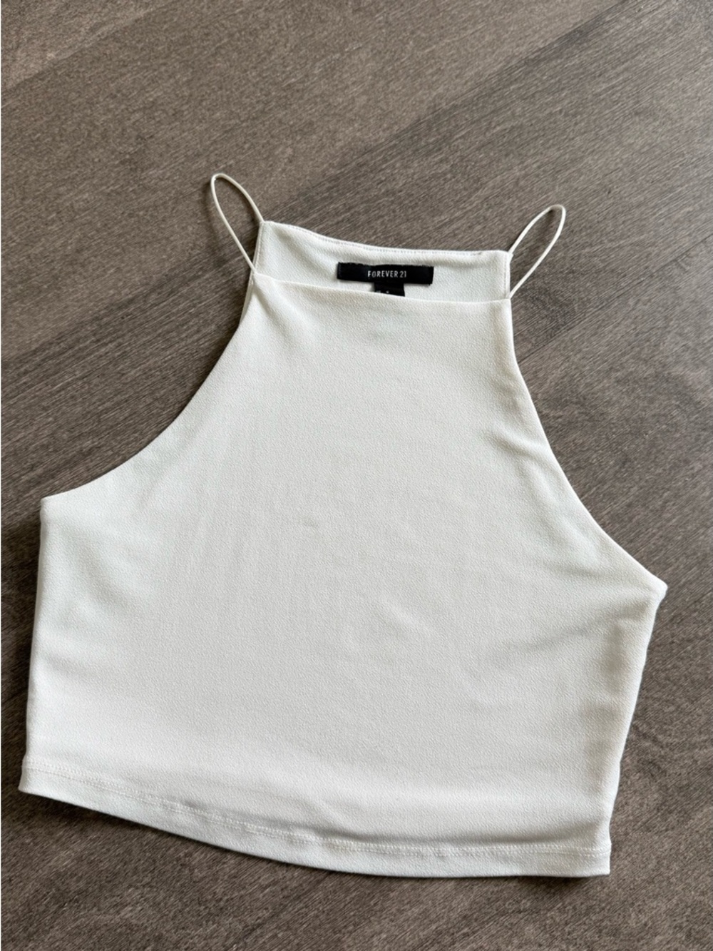 Forever 21 Cream High Neck Cropped Tank Top